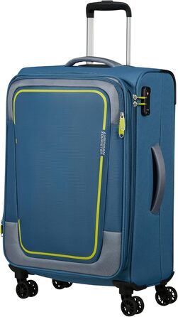 Валіза American Tourister Pulsonic Spinner L, розширювана, 81 см, 113/122 л, синя, поліестер
