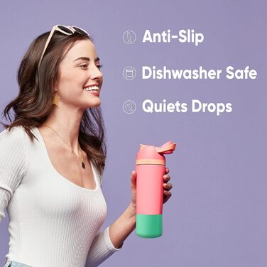 Owala FreeSip ізольована спортивна пляшка з нержавіючої сталі з трубочкою, 1,2 л, BPA-free, Dreamy Field (Foggy Tide) – для спорту та подорожей