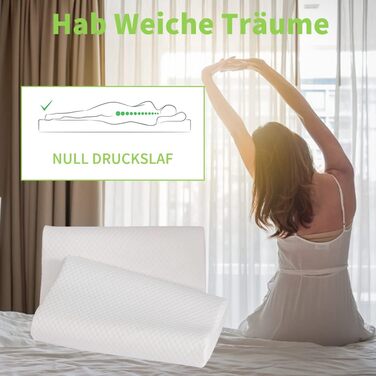 Ортопедична подушка Good Nite з піни Memory Foam для шиї та плечей, ергономічна, з контурною рельєфною формою, для сну на боці, від болю у шиї, 65x35x11/9 см