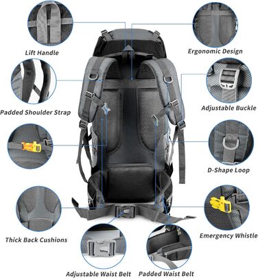 Рюкзак Night Cat Wanderrucksack 70/90 л для туризму, трекінгу, походів, подорожей, для чоловіків та жінок, дихаючий, для кемпінгу, альпінізму, велоподорожей