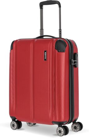 Жорсткий валізний тролей Travelite City 55 см, 40-45 л, 4 колеса, бордовий, з розширенням і функцією надівання на ручку, ручна поклажа, стійкий до подряпин