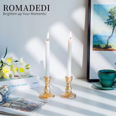 Свічник Romadedi зі скла, прозорий, елегантний, для весілля, різдвяного та святкового декору, 10 шт, колір бурштиновий, для інтер'єру та столу