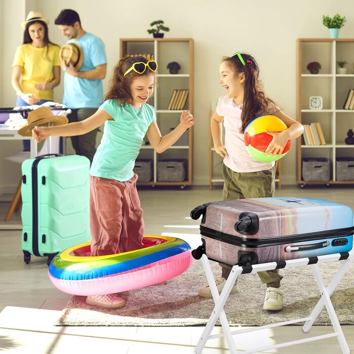 Складана підставка для валіз Relaxdays з дерева, багажна полиця 54,5x66x44 см для готелю та дому, натуральний колір