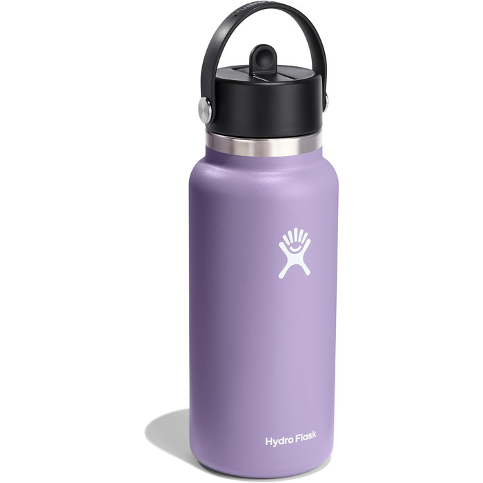 Термобутилка Hydro Flask 946 мл з широкою горловиною, вакуумна нержавіюча сталь, кришка з трубочкою, колір Місячна тінь