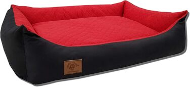 Odolplusz XXL Ліжко для великих собак, чорне-червоне, 100x70 см – собаче ліжко-матрац із двосторонньою подушкою, знімний та праний чохол