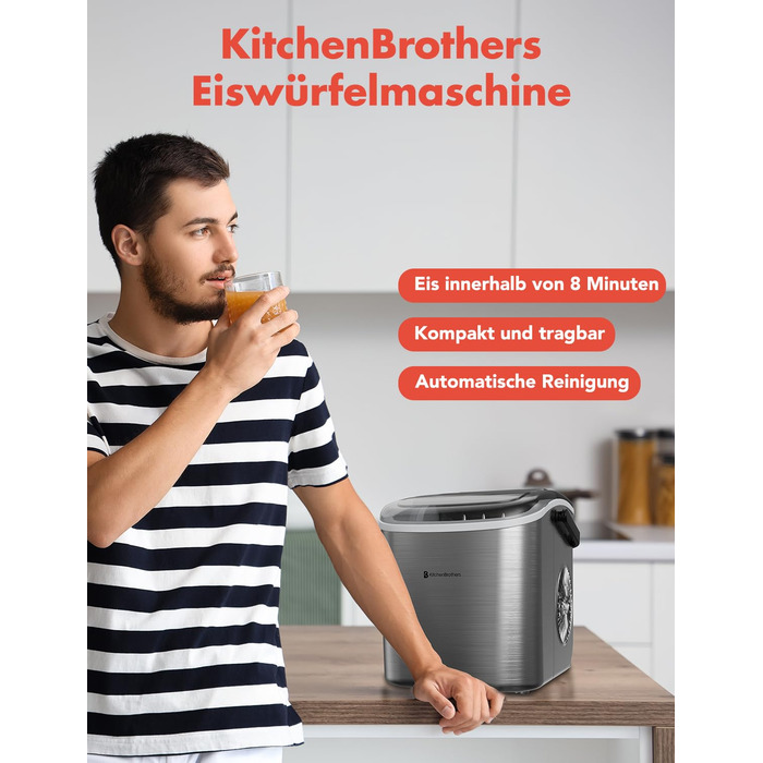 Льодогенератор KitchenBrothers компактний, подрібнювач льоду, машина для кубиків льоду, автоматичний айс-мейкер для кухні