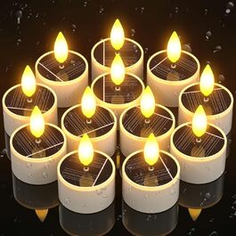 Сонячні LED свічки PChero для вулиці, набір 12 шт. – водонепроникні, акумуляторні, з датчиком світла, для тераси, саду, кемпінгу, декору