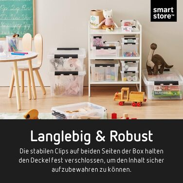 Прозора пластикова коробка SmartStore 52 л з кришкою, набір 2 шт, харчова, посилена, BPA-free, для зберігання, з кліпсами, штабельована, гарантія 10 років, 50x39x41 см