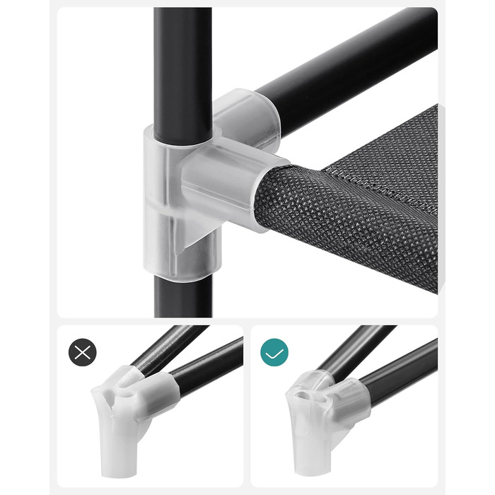 Тканинна шафа SONGMICS 45x170x167 см з 4 полицями, відділеннями для підвішування, 4 бічними кишенями, містка, для спальні та вітальні, чорна