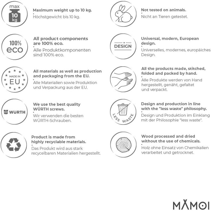 Дитяча вішалка для одягу MAMOI, екологічна, для кімнати малюка, 106x95x32 см або 53x95x32 см, дерев'яна, виробництво ЄС
