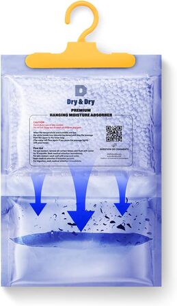 Dry & Dry Осушувач повітря 15 шт. (400 г/шт) для дому, підвалу та спальні – компактний поглинач вологи