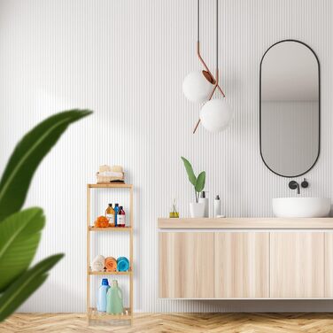 Бамбукова полиця Relaxdays для ванної та кухні, 4 яруси, 162x38x39,5 см, підлогова, натуральний колір