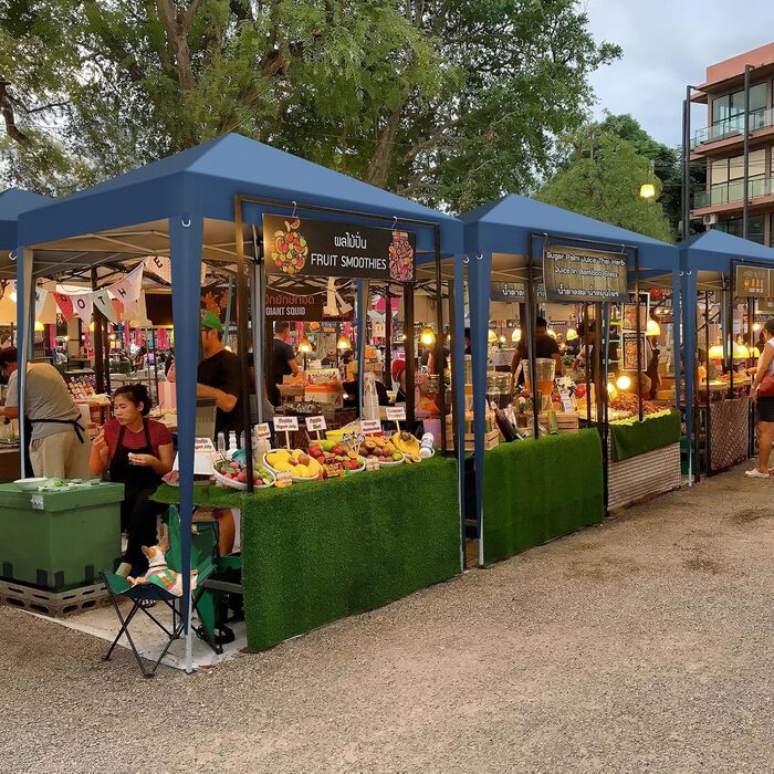 Павільйон 2x2 м Pop-up, водонепроникний, вітростійкий, складаний, з УФ-захистом 50+, регульована висота, 4 стінки, для вулиці, саду, вечірок, кемпінгу, темно-сірий (синій, 4 стінки)