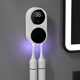 Тримач та стерилізатор для зубних щіток Justup з LED-екраном, настінний зарядний пристрій для ванної кімнати, для сімейного використання, білий