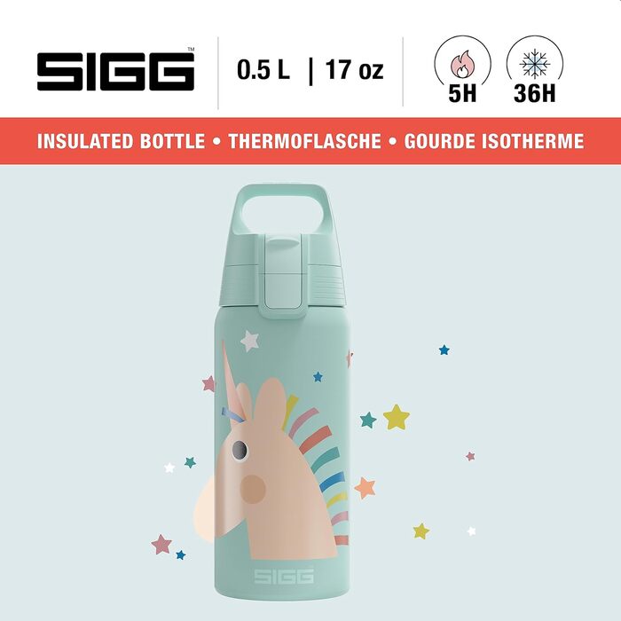 Дитяча термобутилка SIGG Shield Therm ONE 0,5 л, ізольована, для газованих напоїв, герметична, легка, BPA-free