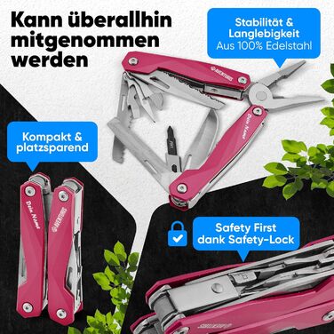 AVENTURIS Мультитул для велосипеда та outdoor, багатофункціональний інструмент, подарунок для чоловіків, персоналізований, зелений або рожевий