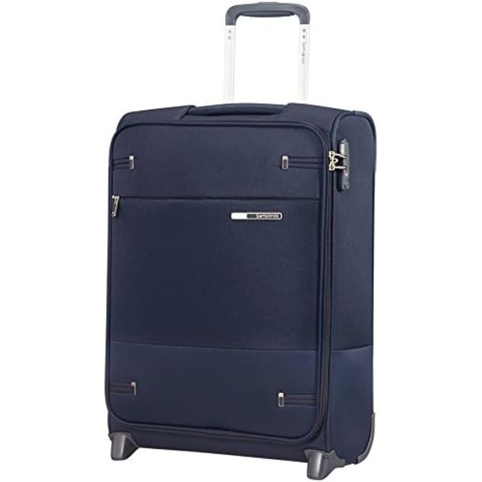 Валіза Samsonite Base Boost Spinner M, розширювана, 66 см, 67,5/73,5 л, чорна/синя, дорожня валіза на колесах