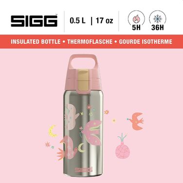 Дитяча ізольована пляшка для напоїв SIGG Shield Therm ONE 0,5 л, підходить для газованої води, герметична, легка, BPA-free, Fly Away
