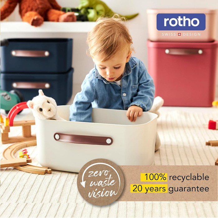 Пластикова коробка для зберігання Rotho Maloja 25 л, рожева, 39.5x38x34 см