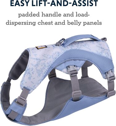 Охолоджувальна шлейка для собак RUFFWEAR Swamp Cooler, легка регульована амуніція для бігу та прогулянок, з ручкою, для великих порід (81-107 см), фіолетова