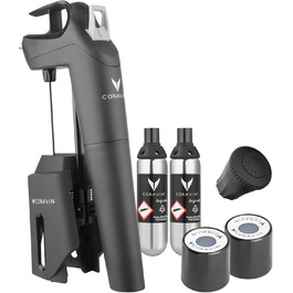 Система збереження вина Coravin Timeless Three+ чорна, з 2 капсулами аргонового газу, захист від окислення до 2 років, легке використання
