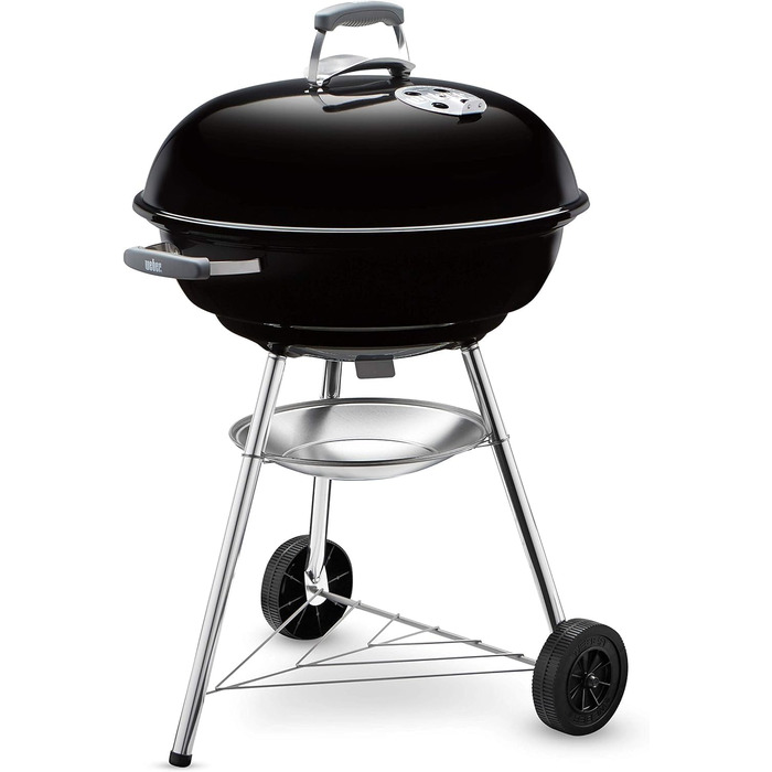 Вугільний гриль Weber Compact Kettle 47 см, чорний, кришка, чохол, комплект із стартером Rapidfire