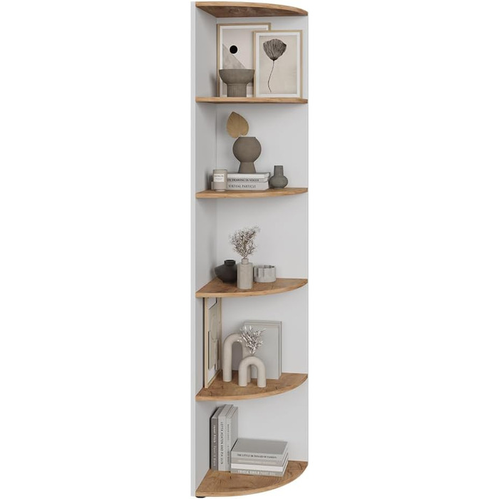 Кутова полиця Vicco Ecki, книжкова, біла/дуб золотистий, 180x40 см