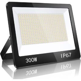 YIQIBRO LED прожектор для вулиці, 300Вт, IP67, 10000Лм, 6500K, холодне біле світло, водонепроникний, для складу, саду, гаража, двору, паркінгу