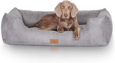 Ліжко для собак Knuffelwuff Dreamline велюрове XXL, 155х105х30 см, знімний чохол, легке чищення, для великих, середніх і малих порід, сіре