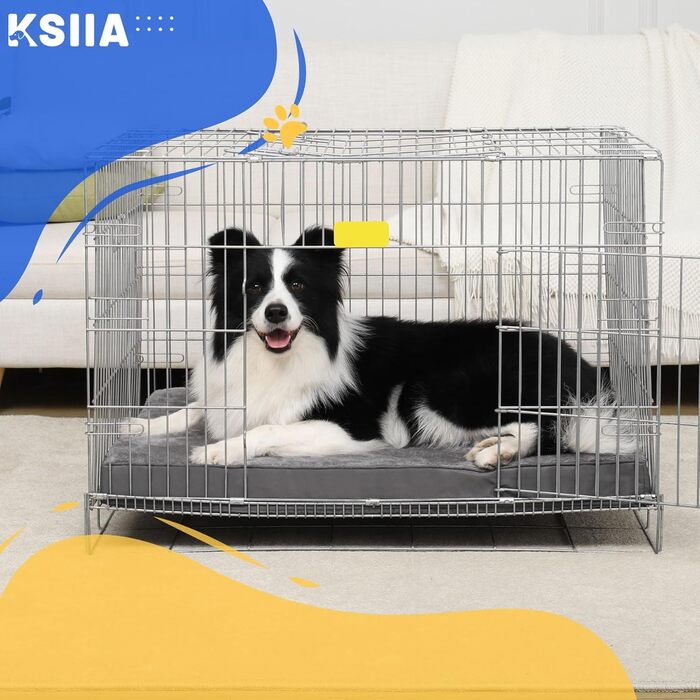 Ортопедичне ліжко для великих собак KSIIA XL, м'який знімний чохол, темно-сірий, 105x70x8 см, пране, лежак-матрац для собак
