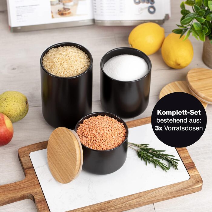 Керамічні банки для зберігання з кришками, 3 шт.