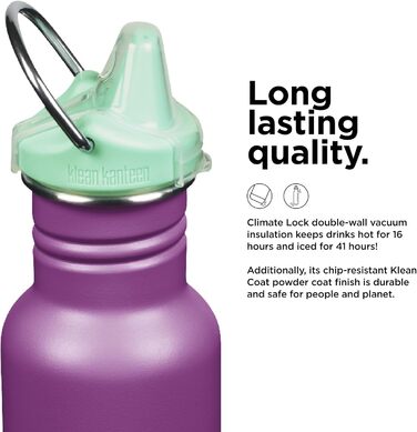 Пляшка для води Klean Kanteen Classic Narrow 355 мл, нержавіюча сталь, колір Блискучий виноград