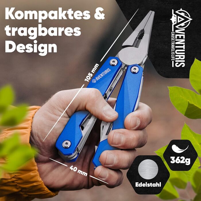 Мультитул AVENTURIS® – багатофункціональний інструмент для велосипеда та туризму, подарунок для чоловіків, зелений або синій, персоналізований