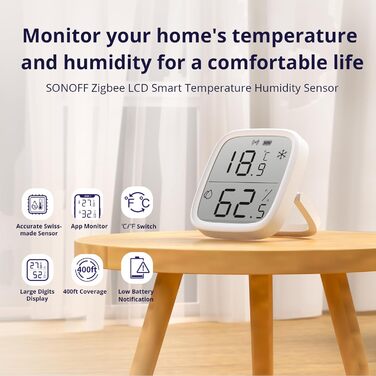 Набір з 2-х Zigbee датчиків температури та вологості SONOFF SNZB-02D з LCD-дисплеєм, для розумного дому, сумісний з Alexa, Google Home, Home Assistant, потрібен Zigbee хаб