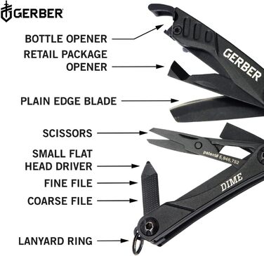 Мультитул Gerber Dime 12-в-1, кишеньковий, чорний, європейська версія