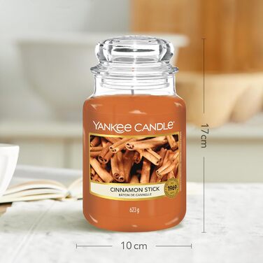 Ароматична свічка Yankee Candle у склі, велика, Cinnamon Stick, до 150 годин горіння, ідеальний подарунок для жінок