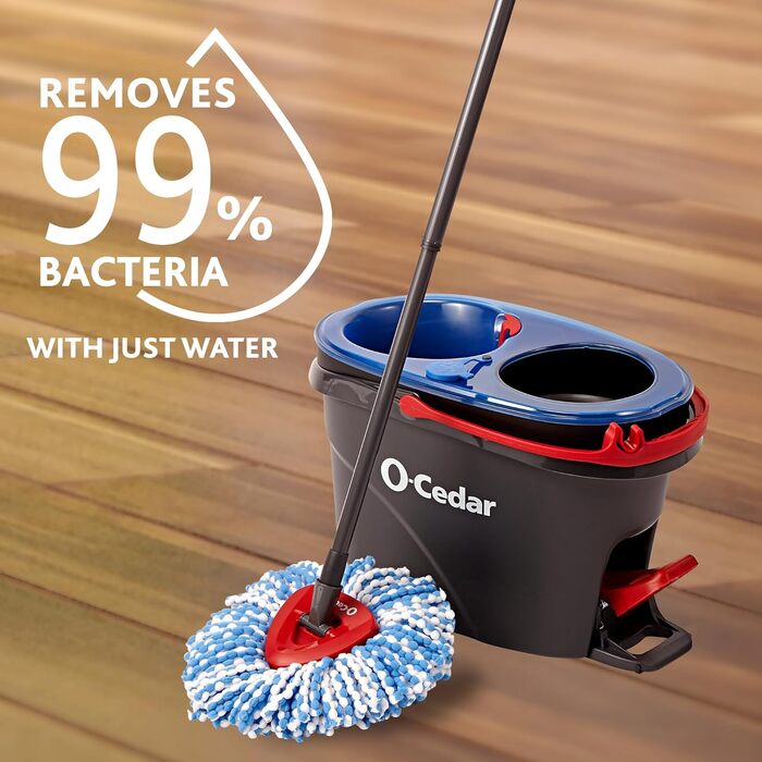 Змінні насадки O-Cedar EasyWring для мопа, мікрофібра, пластиковий відро-спін, система очищення підлоги, 2 додаткові насадки, RinseClean