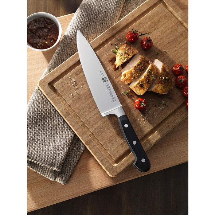 Кухонний ніж ZWILLING Professional S, 20 см, нержавіюча сталь, широкий клинок, пластиковa ручка з заклепками, чорний, Німеччина