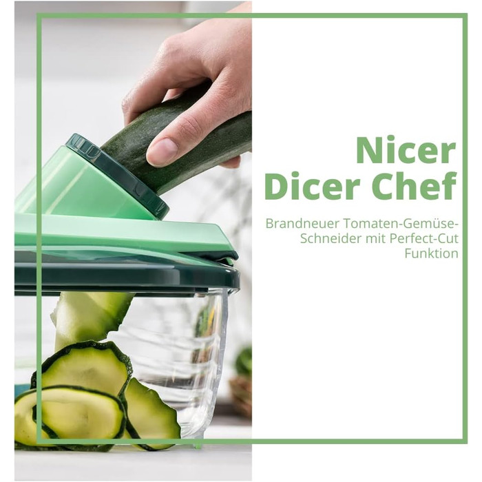 Овочерізка Genius Nicer Dicer Chef Deluxe XXL 37 предметів із набором скляних мисок, томатниця, овочерізка, 3-в-1 друшляк, шинкувальник, зелений