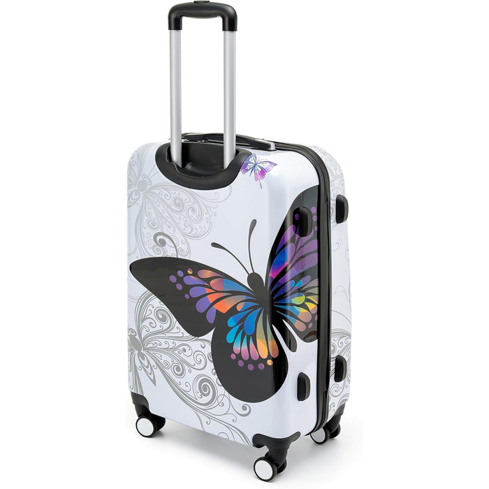 Дорожній набір валіз BEIBYE Butterfly 2060 з TSA-замком, 4 предмети, міцний жорсткий корпус, ручна поклажа та косметичка (L-66 см)