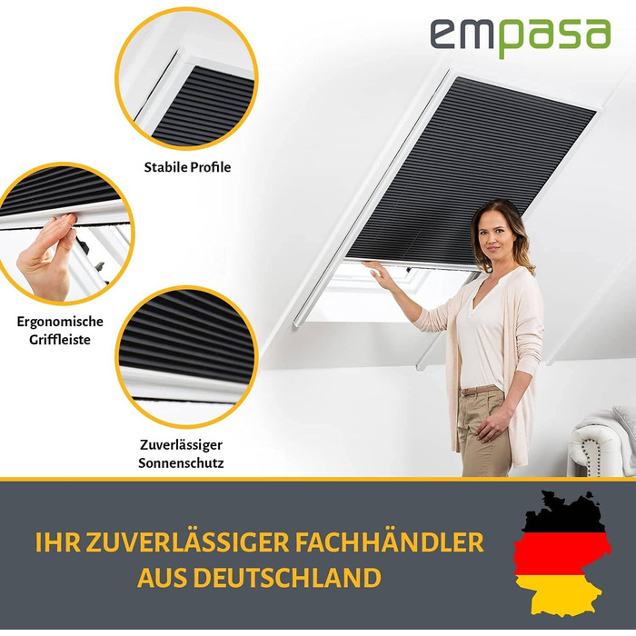 Plissee-жалюзі empasa MASTER SUN для мансардних вікон, сонцезахисні, білий або сріблястий, різні розміри, обрізка, комплект для самостійного монтажу