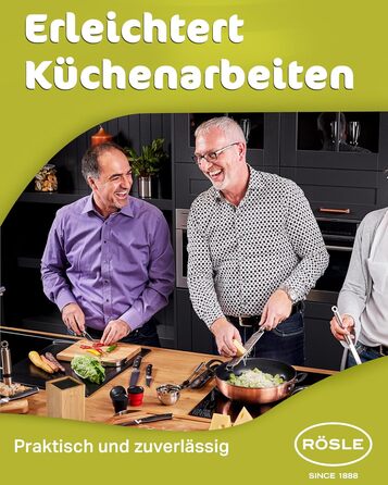 Набір кухонних ножів RÖSLE CUISINE, 7 предметів: блок з бамбука, 5 гострих ножів із спеціальної сталі та кухонні ножиці з захистом для пальців