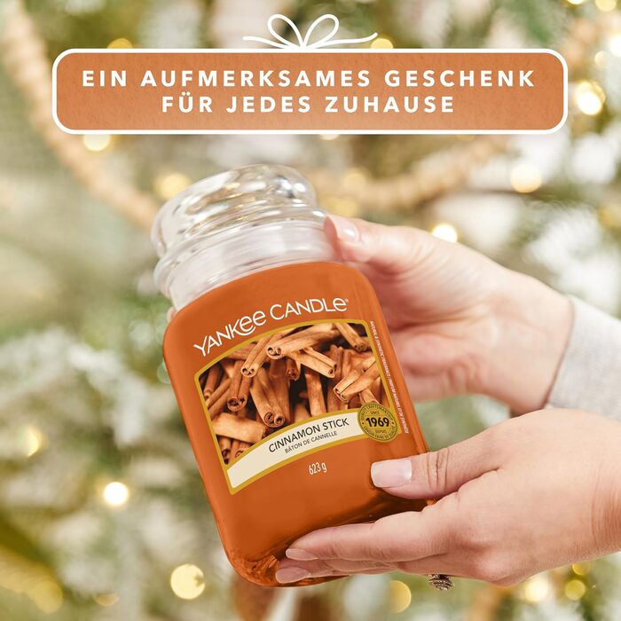 Ароматична свічка Yankee Candle у склі, велика, Cinnamon Stick, до 150 годин горіння, ідеальний подарунок для жінок