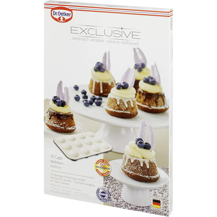 Форма для випікання мафінів Dr. Oetker EXCLUSIVE 12 шт, Ø 5 см, сталева, з керамічним антипригарним покриттям, сіро-коричнева/кремова
