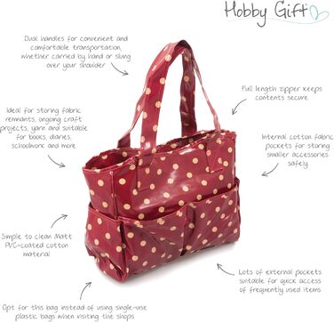 Бавовняна сумка для рукоділля Hobby Gift, червона, 14x36,5x30 см