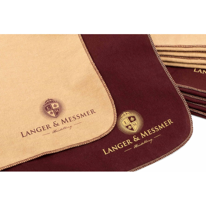 Langer & Messmer набір полірувальних серветок для гладкої шкіри з 100% бавовни, бежеві/бордові, 10 шт. — професійні серветки для догляду за взуттям