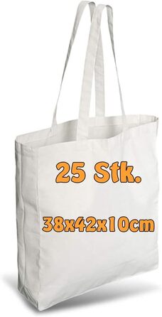 Бавовняні еко-сумки Cottonbagjoe 38x42x10 см з довгими ручками, бічною та донною складкою, для друку та розпису, набір 150 шт., білі