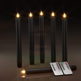 Punasi Чорні LED свічки-стики з таймером, 24,5 см, з пультом, електричні, реальний віск, мерехтливе полум'я, для декору кімнати, вечірок, Хелловіну та Різдва