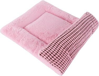 Лежак для собак м'який теплий, килимок-подушка, двосторонній, рожевий, 61x41 см, для домашніх тварин, що прається