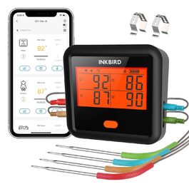 Цифровий термометр для гриля Inkbird IDT-34C з Bluetooth, бездротовий термометр для м'яса та духовки, сигнал тривоги температури, 45 м радіус дії, для гриля, випікання, BBQ